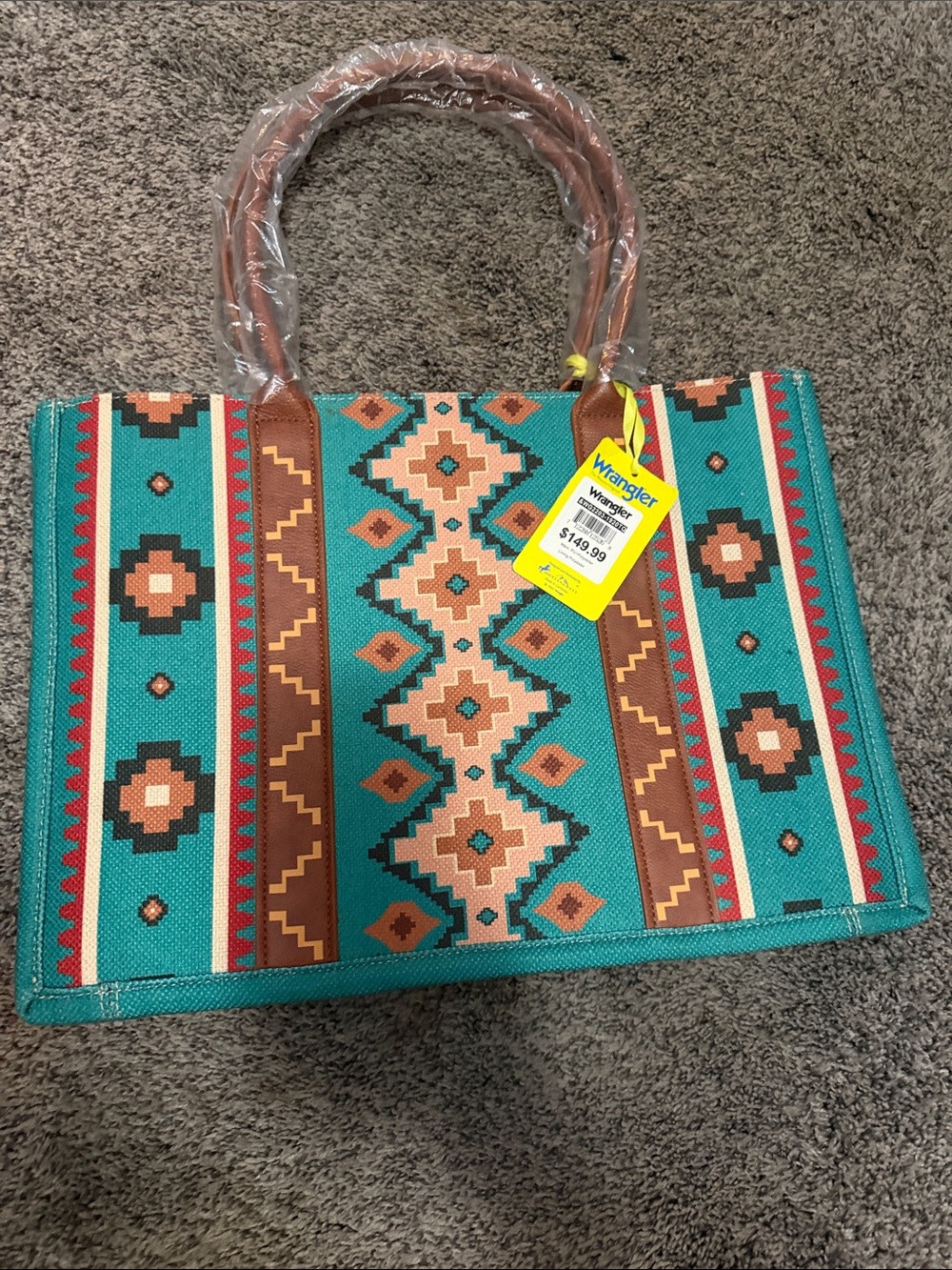 Wrangler Turquoise and Brown Aztec Tote